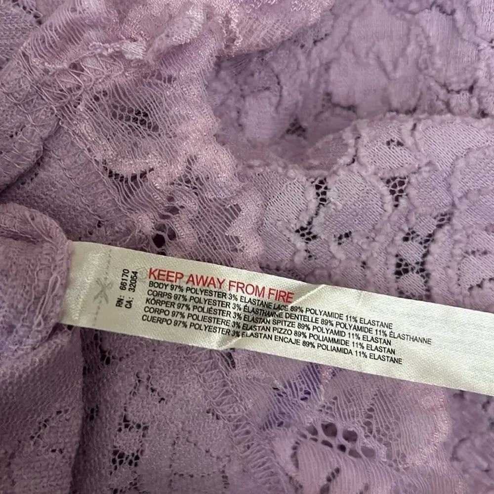 NWOT Free People Intimately Cloud Ride Lace Lounge Crop Top Brushed Lilac Sz M